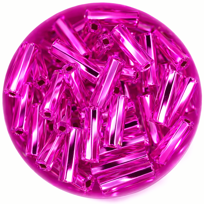 Canutillos de Vidrio Preciosa-Hecho en Republica Checa Fushia (1 tira)